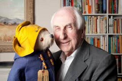 Michael Bond with Paddington Bear