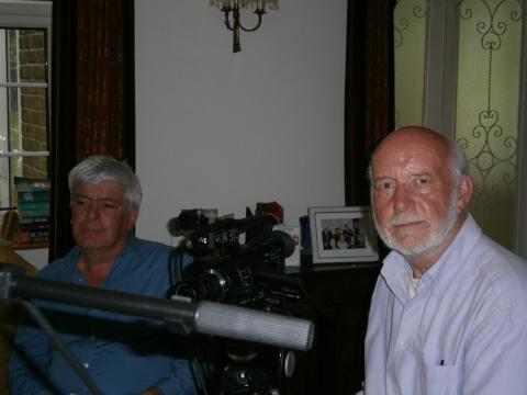 Interviewer Mike Dick and cameraman David Smith taken at interview recording with Pete Murray   10.05.16